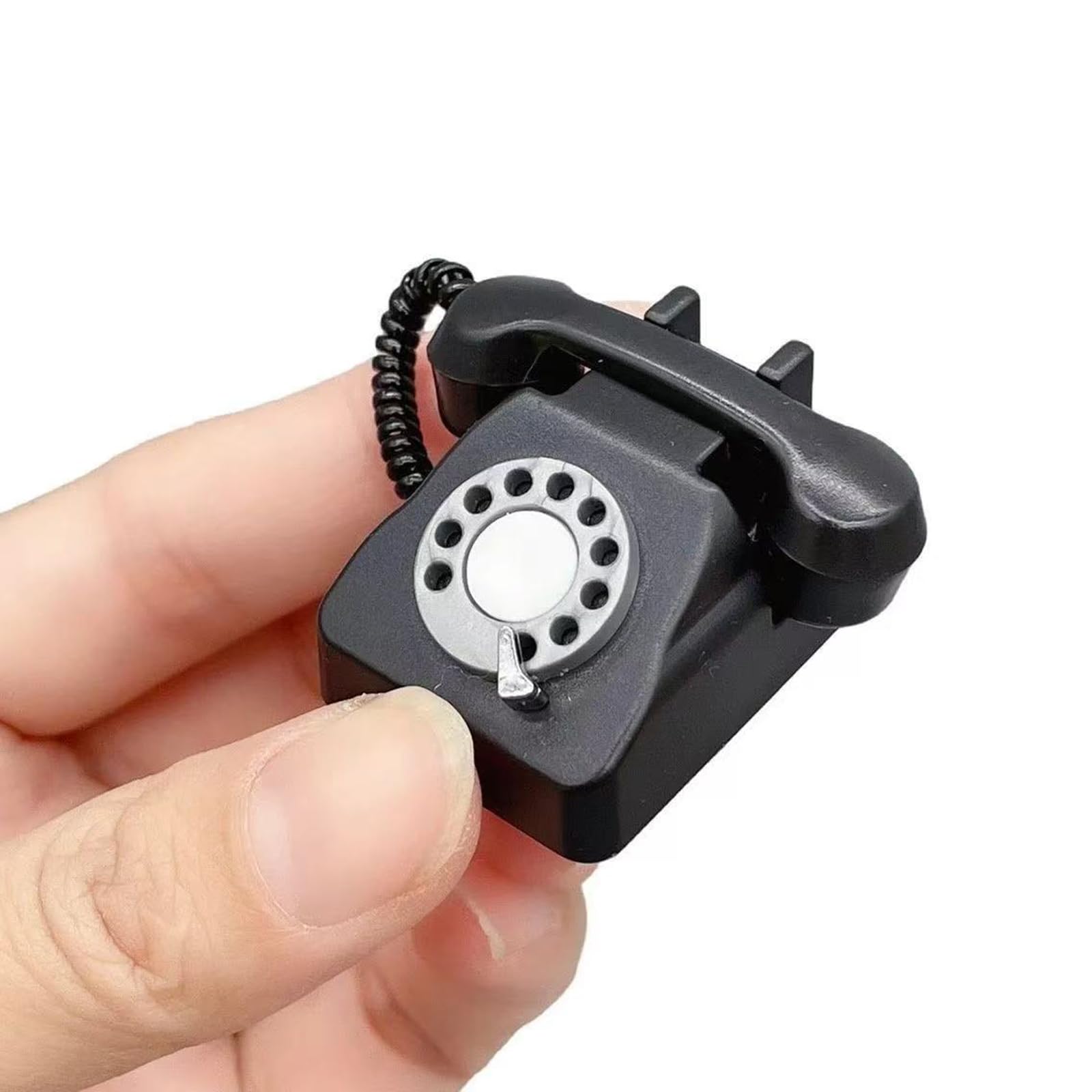 3-Piece Dollhouse Miniature Phone Set - 1/12 Scale Vintage Rotary Telephone Decor