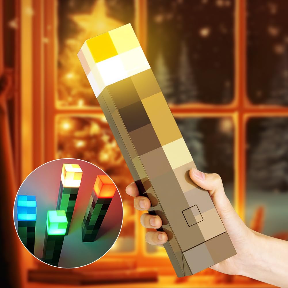 Craft Lampada da parete 4 colori – 28 cm lampada a mano/supporto da parete ricaricabile torcia LED con gancio, luce notturna 3D con ricarica USB per bambini, regalo per feste e cosplay