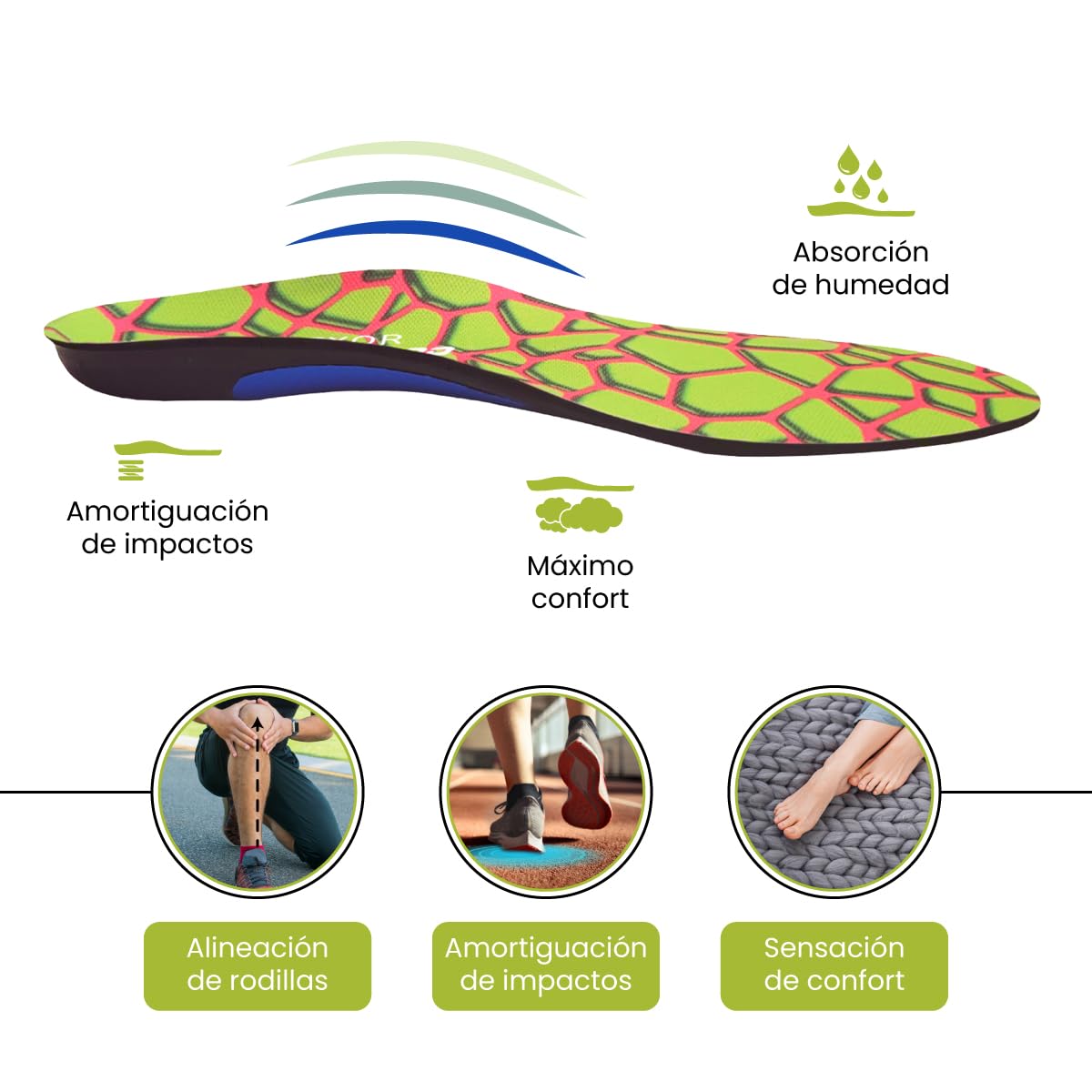 Plantille da Tennis/Paddle PRO | Supporto ad arco stabilizzante che allevia i dolori | Previene le lesioni | Comode e adattabili a ogni piede | Assorbono il sudore | Flexor (43/44)
