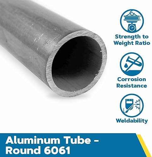 Miniatura 2 de OnlineMetals Tubo de aluminio 6061 redondo, acabado sin pulir, extruido, temperamento T6, ASTM B221, diámetro exterior de 2 pulgadas, grosor de