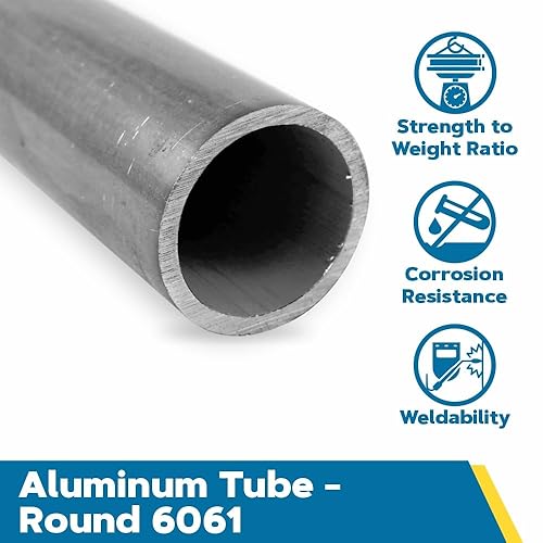 Miniatura 2 de Tubería redonda de aluminio 6061, extruido, ASTM B210, diámetro exterior de 1.25 pulgadas, diámetro interior de 0.75 pulgadas, pared de 0.25