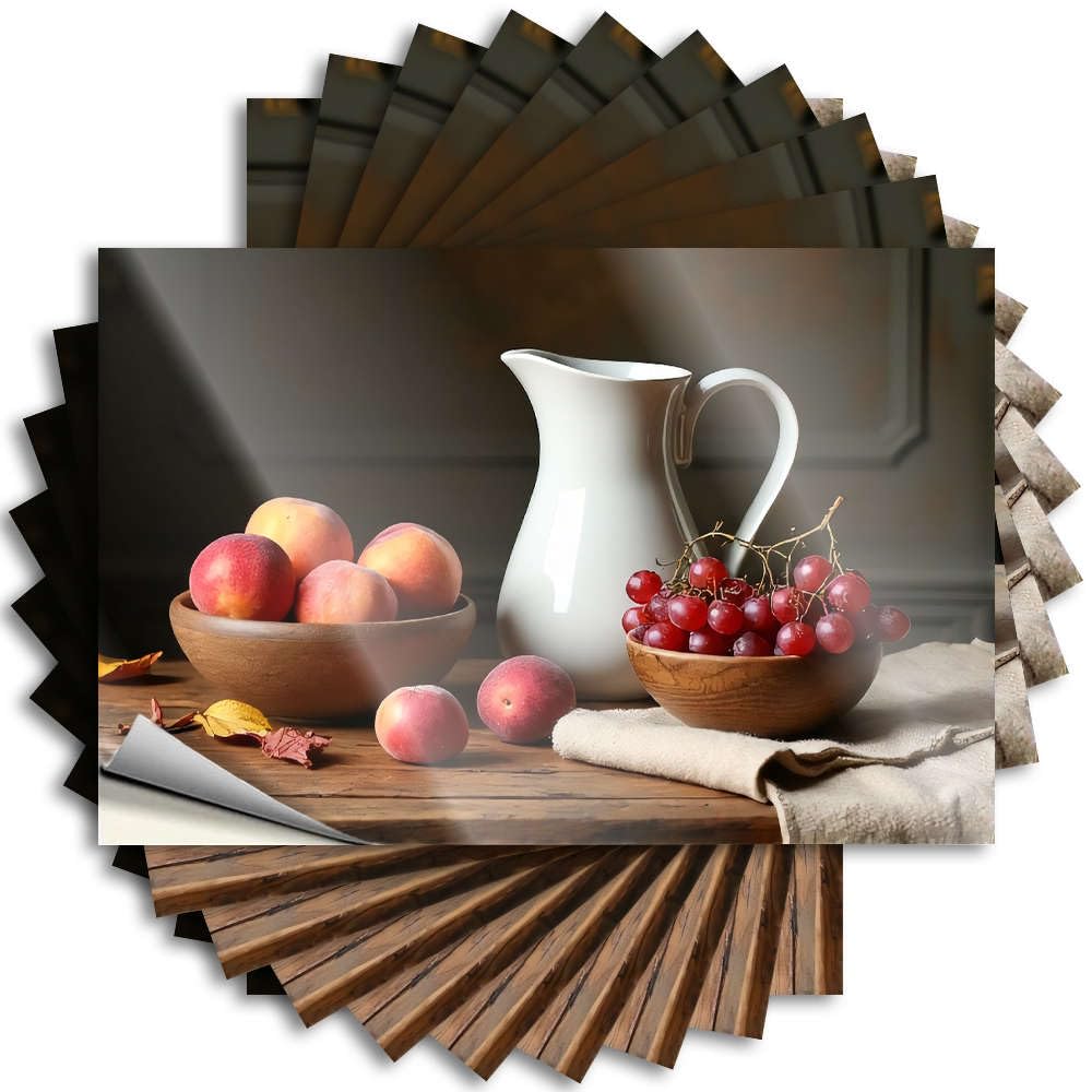 Fzfn Men's Colour Fun Stuff Decals Door | A Still Life With Fruit And A Pitcher. Happy Long Sticker Pack(12X18cm)