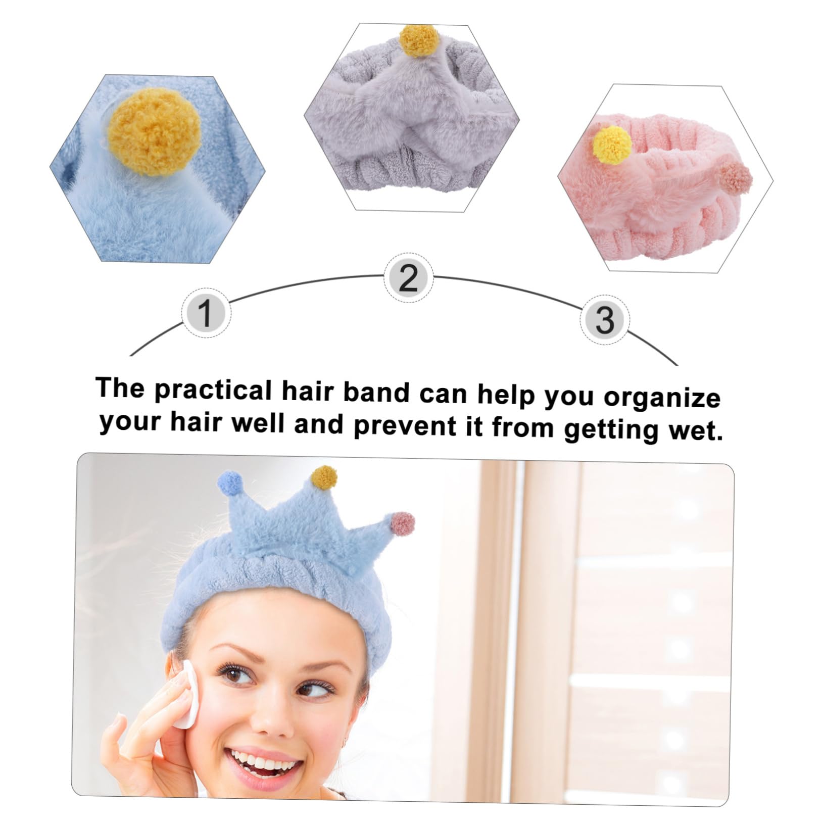 DOITOOL 9 Pz per cosmetica per il lavaggio del viso tiara fasce per in vello di corallo fasce elastiche per Terme trucco Rossore