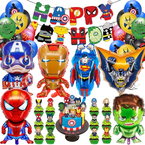 Image of Superhero Birthday Decorations, Superhero Balloons, Avenger Foil Balloons