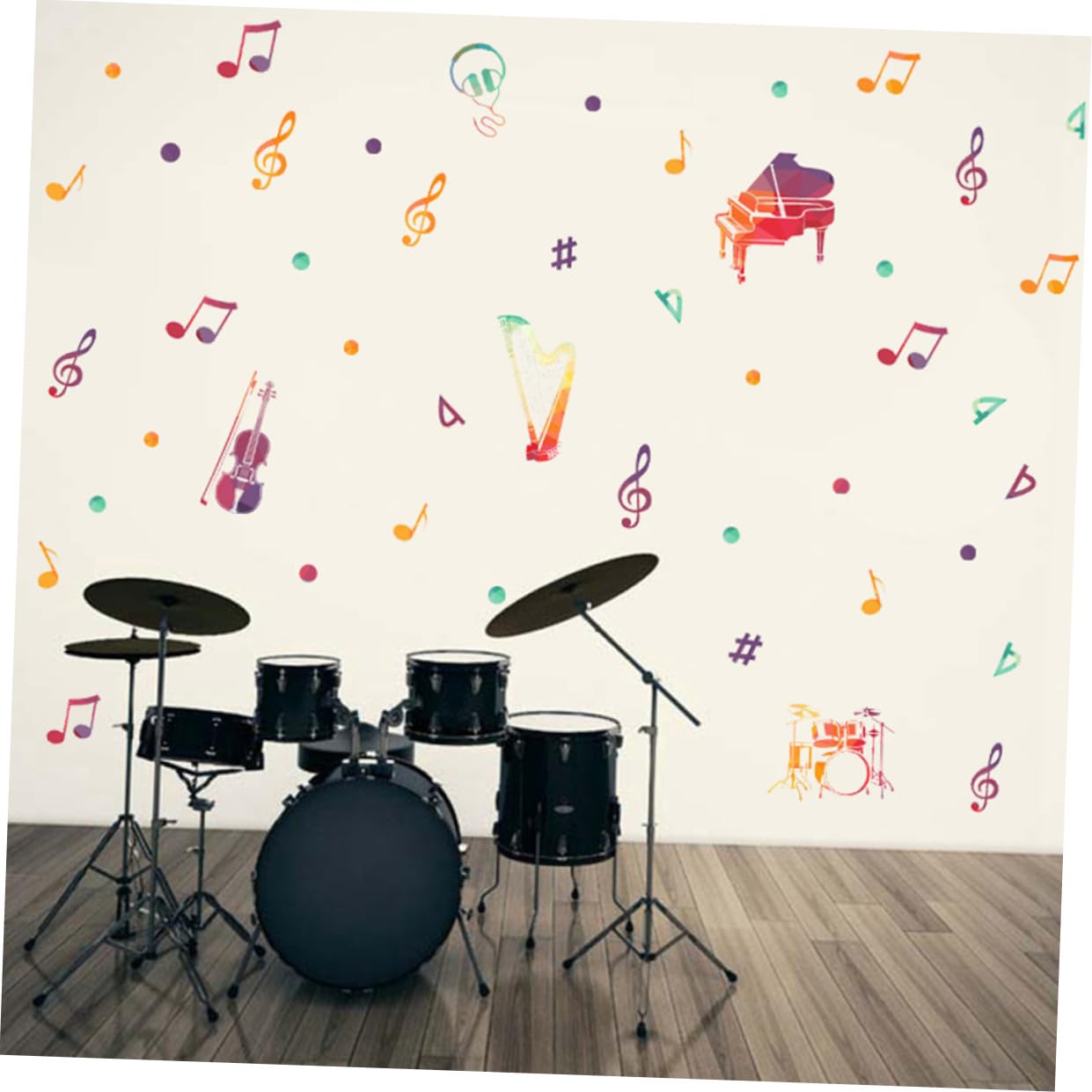 3 ensembles Autocollant Mural De Musique Autocollants Muraux Autocollants Muraux De Notes De Musique Autocollants Décoratifs De Notes De Décorations De Salle 4 pièces * 3