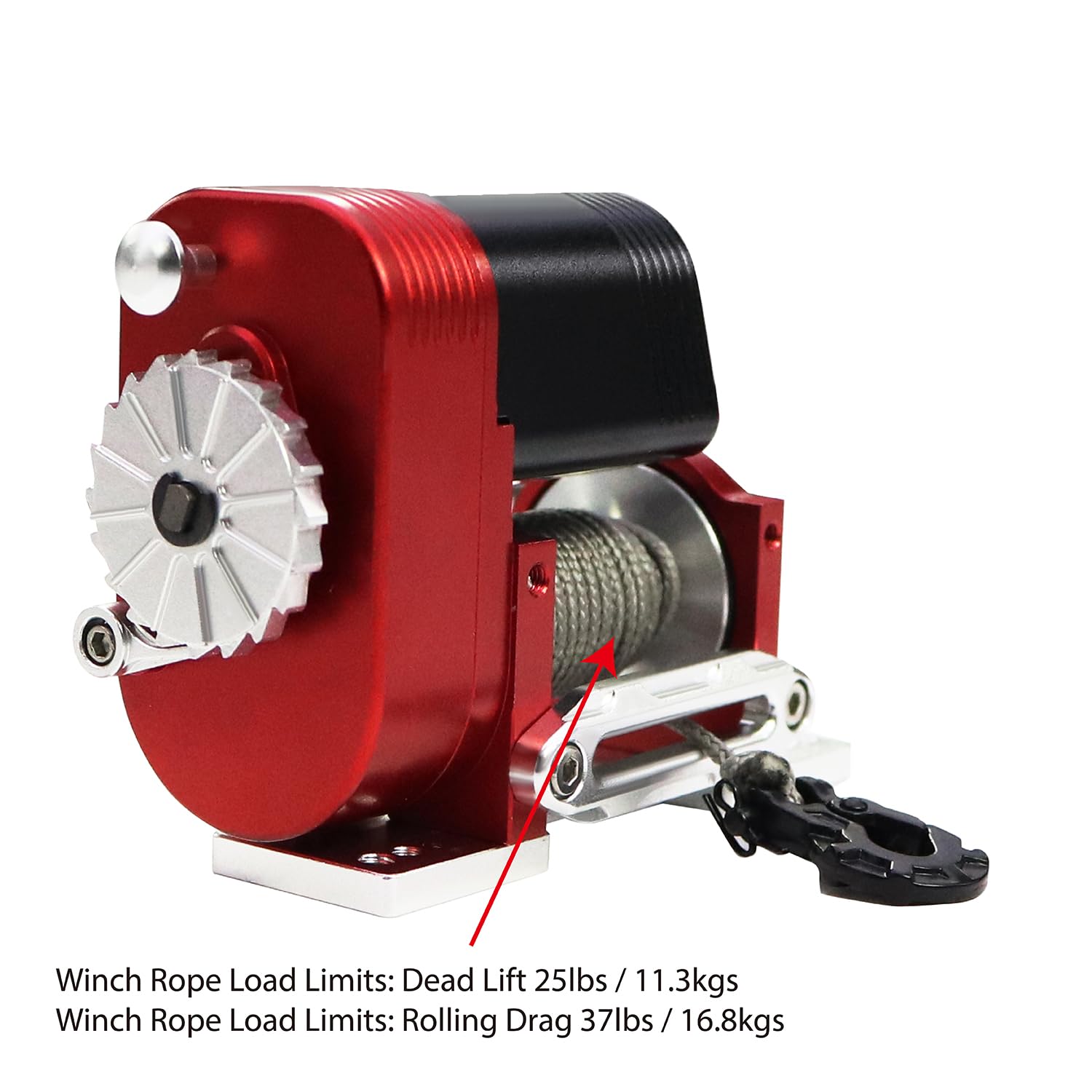 Cabrestante vertical simulado 1/10 8274 de aluminio 6-12.4 V, capacidad de carga de 50 libras para RC Crawler AXIAL SCX10 TRX4 RC4WD pieza de actualización (rojo)