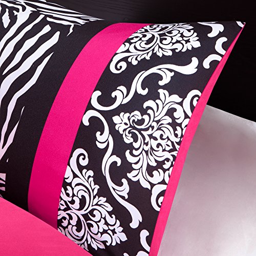 Mi Zone Comforter Set Fun Bedroom Décor - Modern All Season Polka Dot Print, Vibrant Color Cozy Bedding Layer, Matching Sham, Decorative Pillow, King/California King, Zebra Pink 4 Piece #TOP5