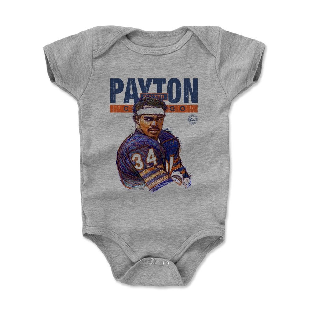 500 LEVEL Walter Payton Baby Infant One Piece Bodysuit (6M, Heather Gray) - Walter Payton Game Face Chicago