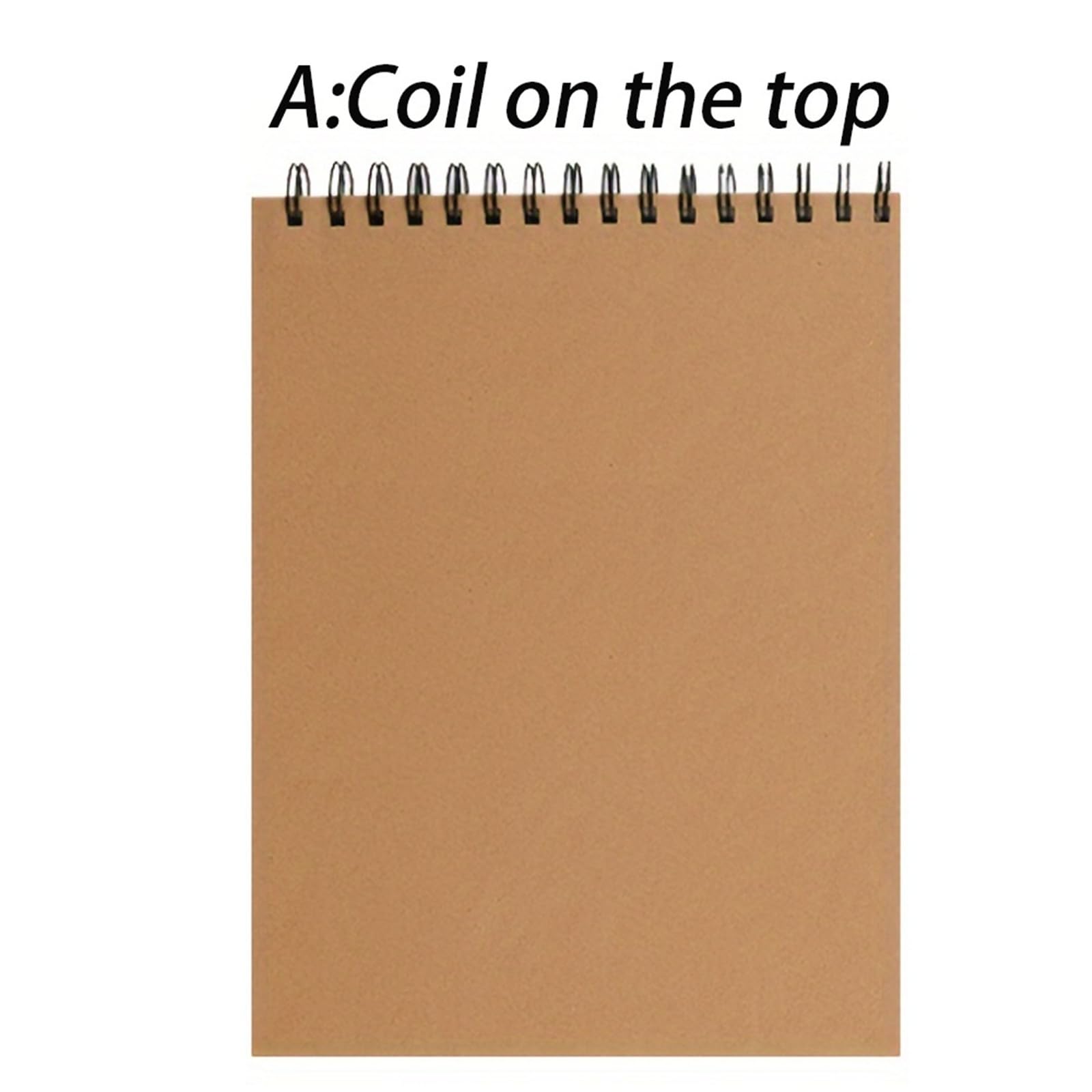 Album Da Disegno Con Rilegatura A Spirale Diario for quaderno vuoto con copertina kraft A4, blocco for quaderno a spirale, libro da disegno, 100 fogli/100 g/m²(1pc A4 Sketch Top)