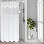 UFRIDAY Stall Shower Curtain 36 x 72 inches, Small Gray Polyester Fabric Shower Curtain for Bathroom with Rustproof Metal Grommets for Narrow Stall Size, Water Resistant, Machine Washable,Grey