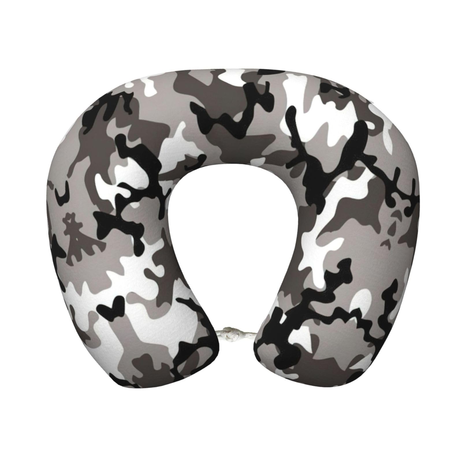 Okfsty Black Ack Grey White Camo Travel Neck Pillow For Airplane, Adults Memory Foam Travel Neck Pillow,For Airplane,Train,Home