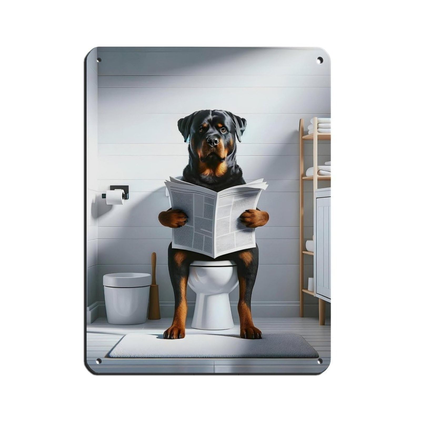 Lxwnze 30L X 40W Cm Rottweiler, Funny Bathroom Decor（1） Retro Poster Metal Tin Sign Chic Art Retro Iron Painting Bar People Cave Cafe Family Garage Poster Wall Decoration 12X16inch(30X40cm)