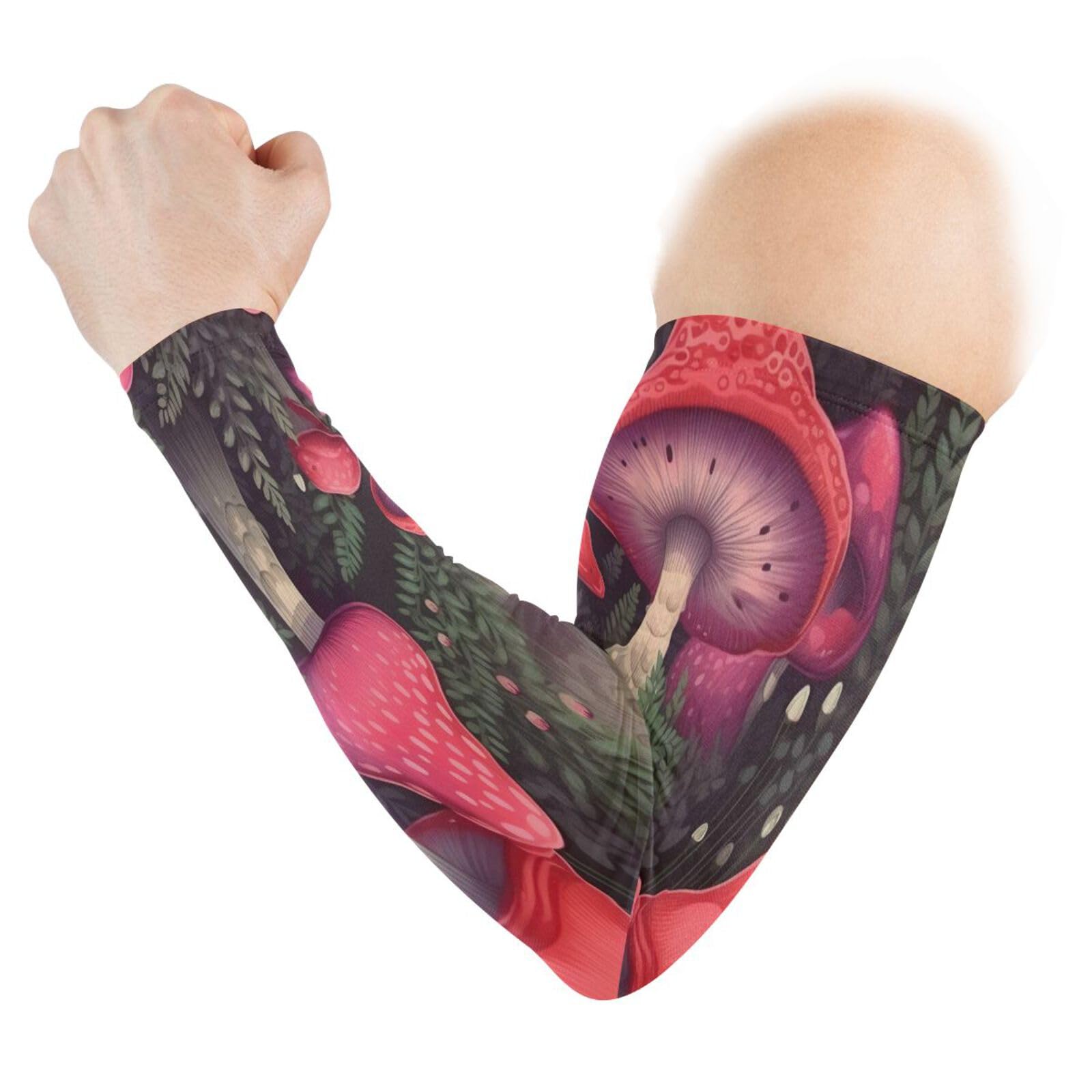 YEGAME Arm Sleeves for Men & Women, Mushroom 1 Pair Cooling UV Sun Protection Sports Compression Sleeves, UPF 50+ Basketball Tennis Cycling Arm Warmers, Breathable Tattoo Cover Sleeve