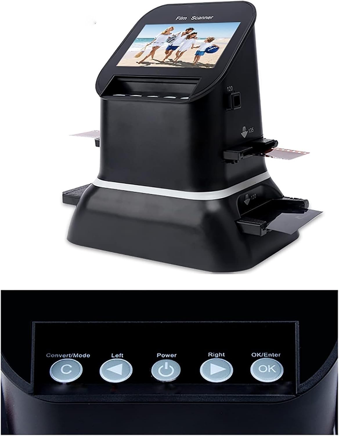 Digital Film Scanner, 120 high Resolution, Supports 5 Sizes of 120 Film, 1080P LCD Screen, converts 35mm, 135, 126, 127 Negatives and Slides to Digital JPEG