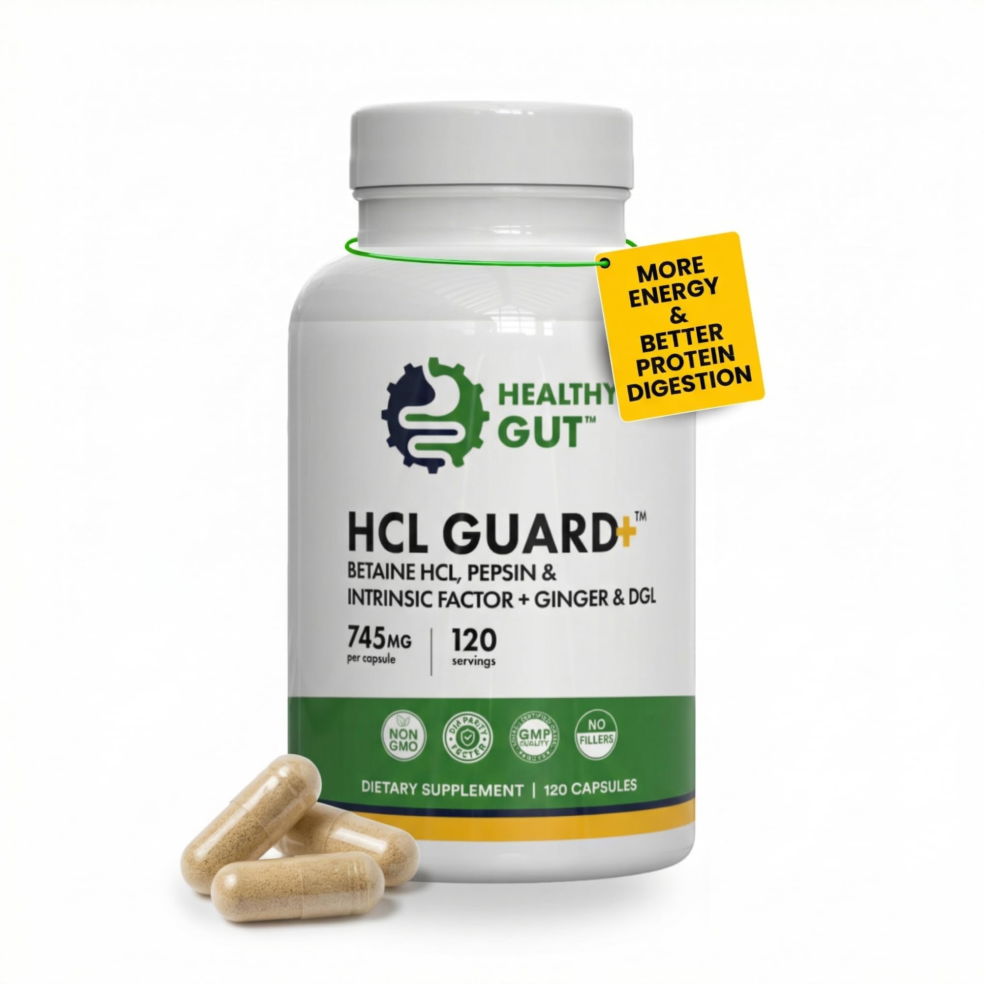 - Healthy Gut HCL Guard | Betaine HCl with Pepsin | Betaine Hydrochloride Digestive Supplement w/Organic Ginger Root & DGL | 60 Servings