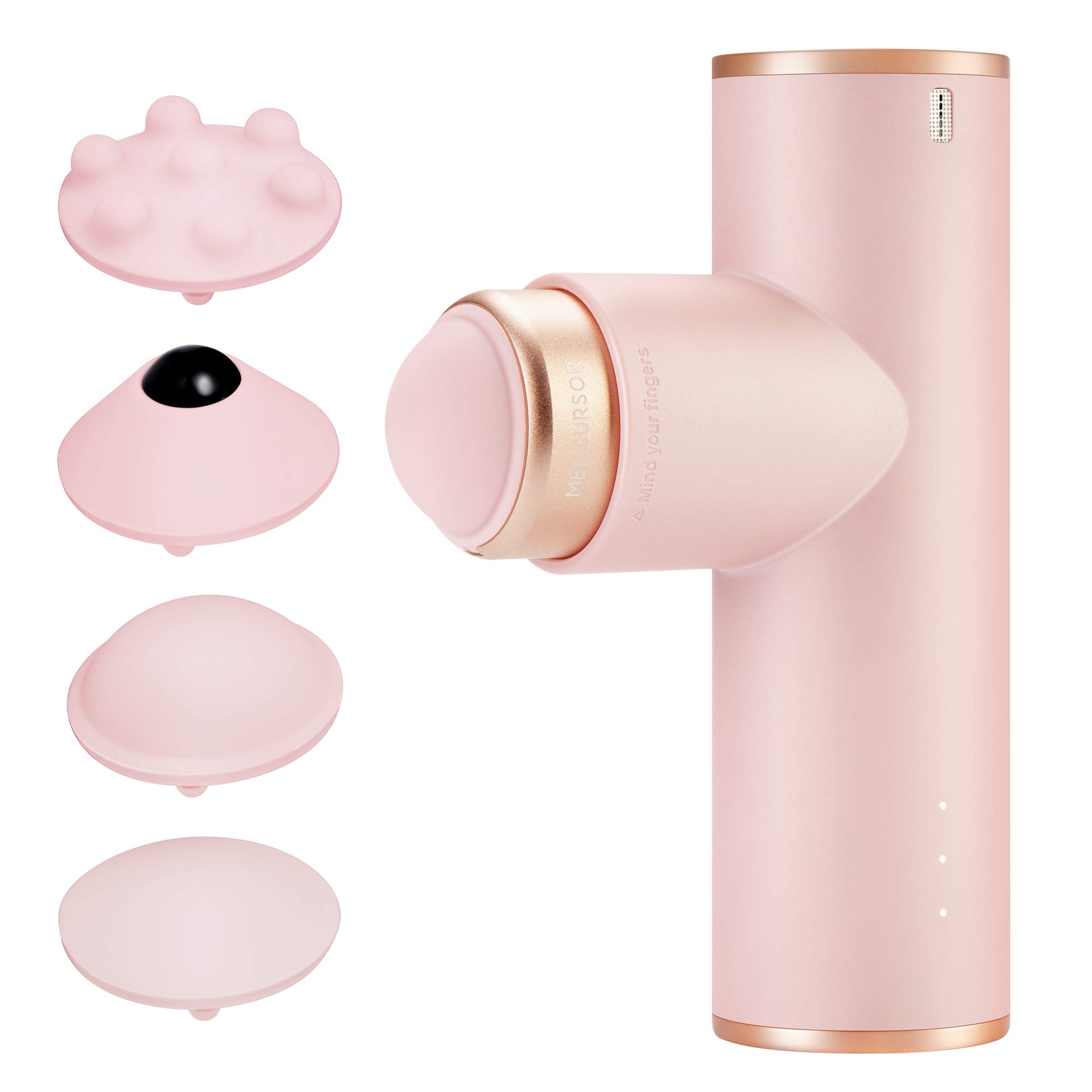 Medcursor Portable Mini Massage Gun, Deep Tissue Percussion Massager for Pain Relief, Electric Muscle Massager, Quiet Powerful Brushless Motor, 4 Heads and 3 Modes Helps Relieve Soreness Pink