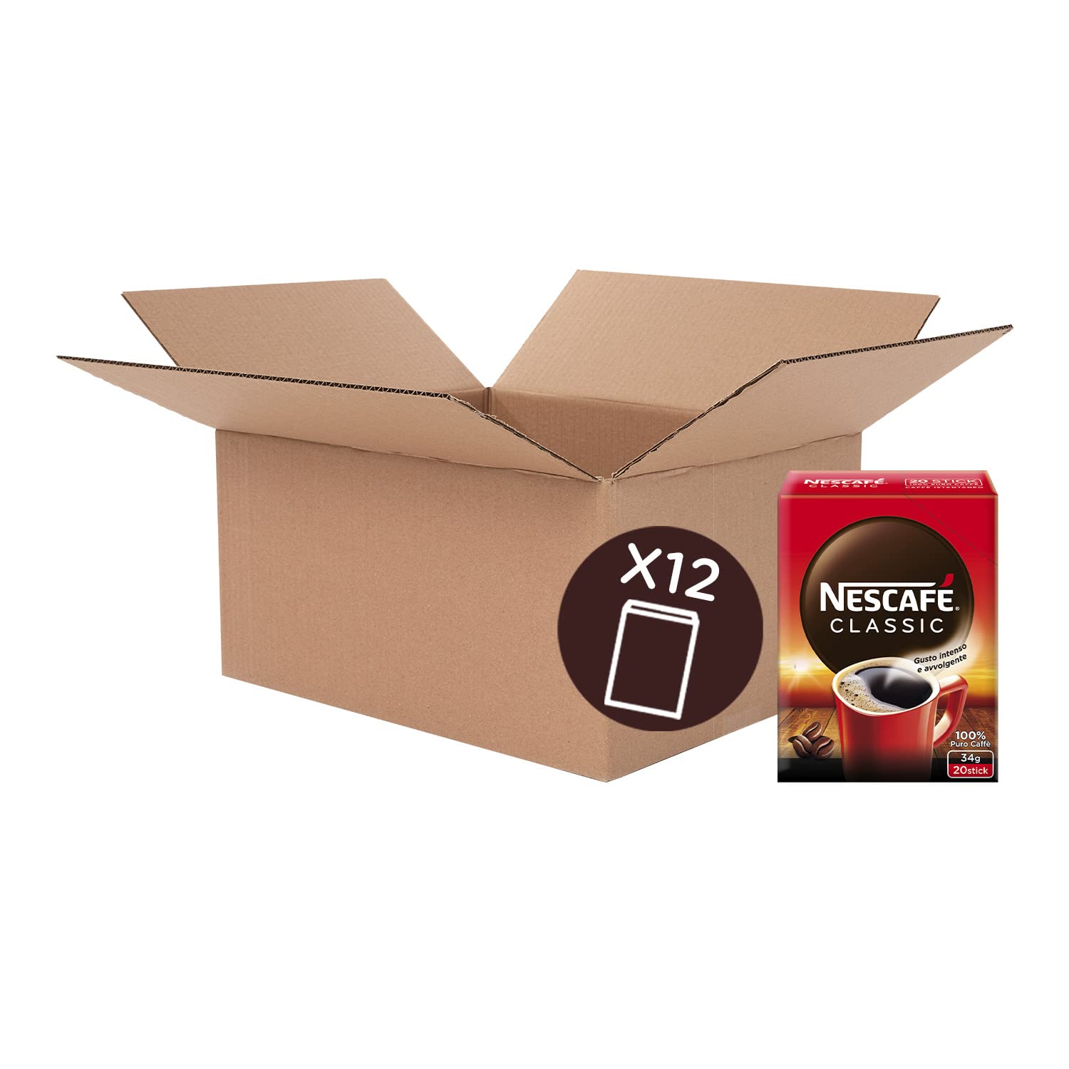 NESCAFÉ CLASSIC Caffè Solubile in Bustine Confezione da 12 Astucci (240 Bustine)