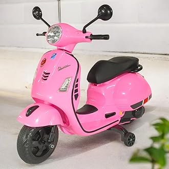 12V Vespa Rechargeable Battery Operated Ride-On Scooter for Kids with Remote Control (2 to 7 Yrs) (Pink)