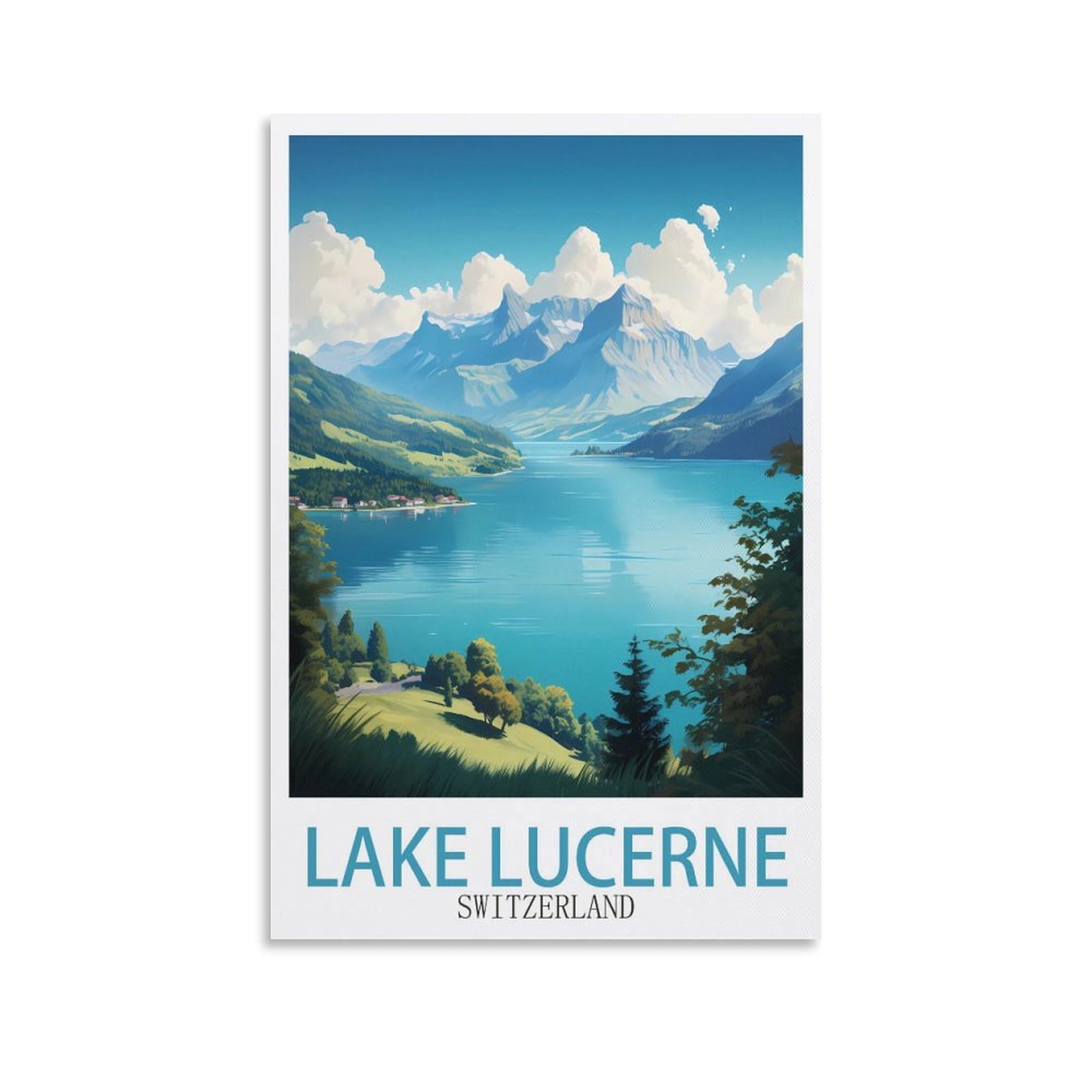 ZBBGGOZ Lake Lucerne Switzerland Vintage Travel Poster 08x12inch(20x30cm) Canvas Wall Posters And Art Picture Print Modern Family Bedroom Decor