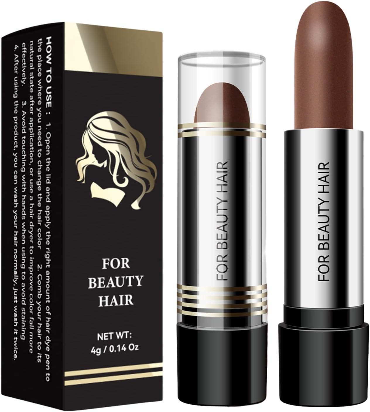 Azonee 2-Pack Root Touch-Up Stick, Waterproof Temporary Hair Dye Pen for Grey Hair Coverage, Long Lasting Semi-Permanent Color (Coffe, 02#)