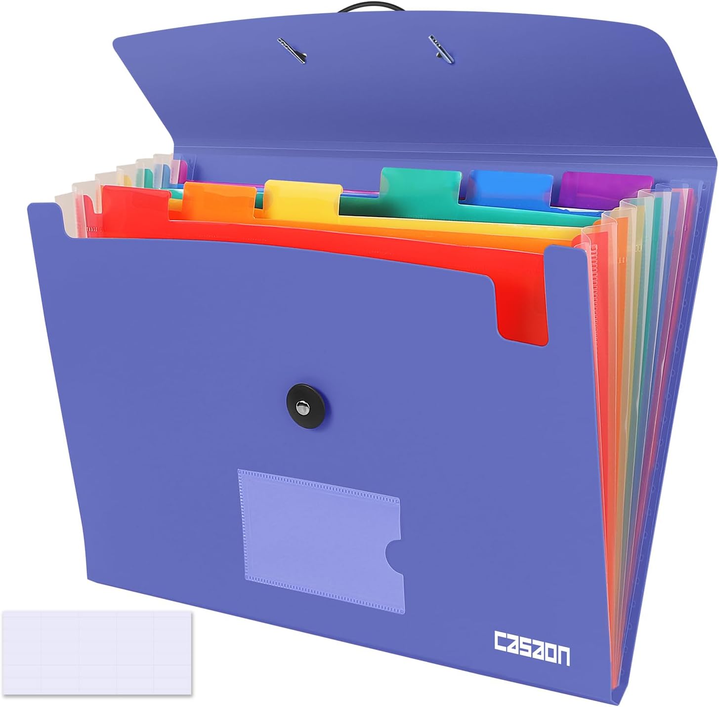 CASAON 7 Pocket Accordian File Folders, Expanding File Folder A4 Letter Size Paper Portable Document Organizer-Blue Purple