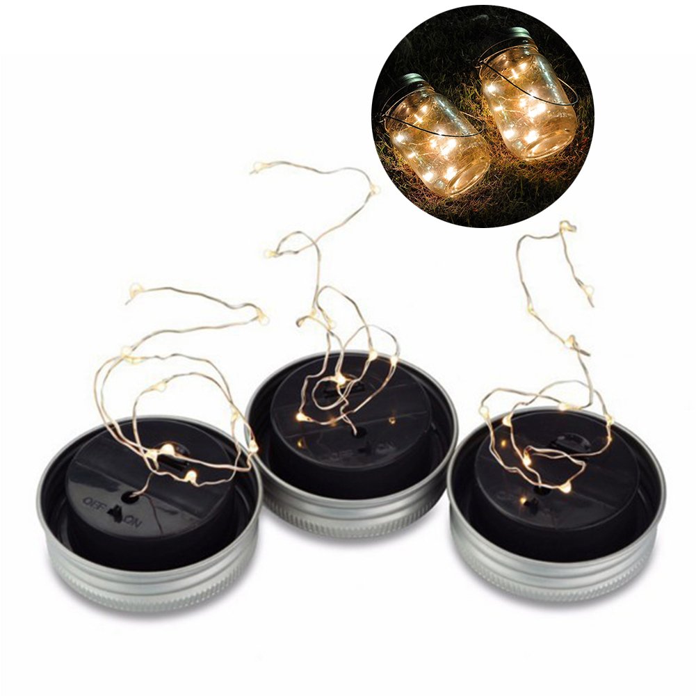 Kalaokei Solar Powered Lid Insert Fairy String Light Party Decor Lamp for Mason Jar - Warm White