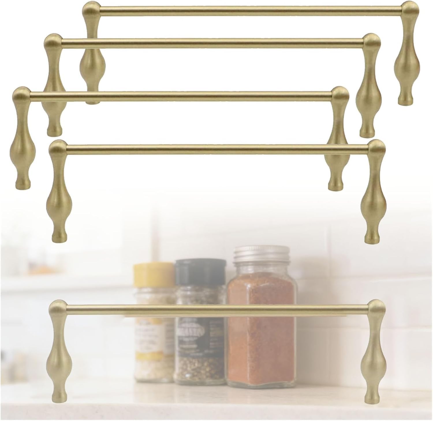 Usknxiu Decorative Brass Guard Railing for Shelves Floating Shelf Gold Railing Rod, Shelf Tipping Rails for Kitchen, Closet, Bookshelf, Wine Cabinets,A,85cm/33.5in,4