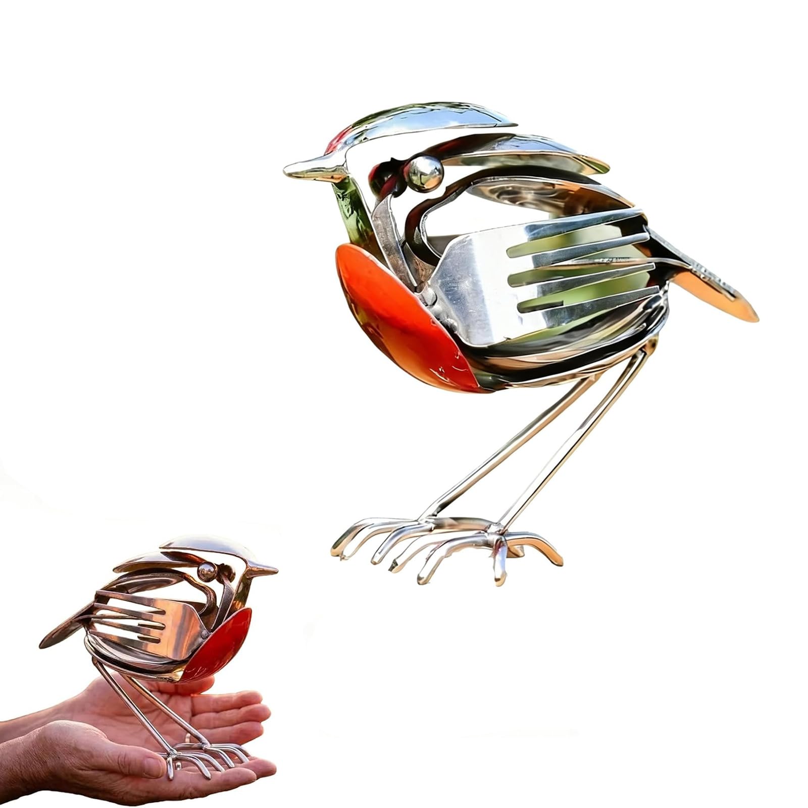 Peamoo 1Pcs Robin Bird Scrap Metal Art Sculpture, Hope Wings Robin Metal Bird Sculpture, Handcrafted Bird Statue, Unique Home Decor For Garden, Patio, Or Office Desk, Decorative Steel Craft (1Pcs)