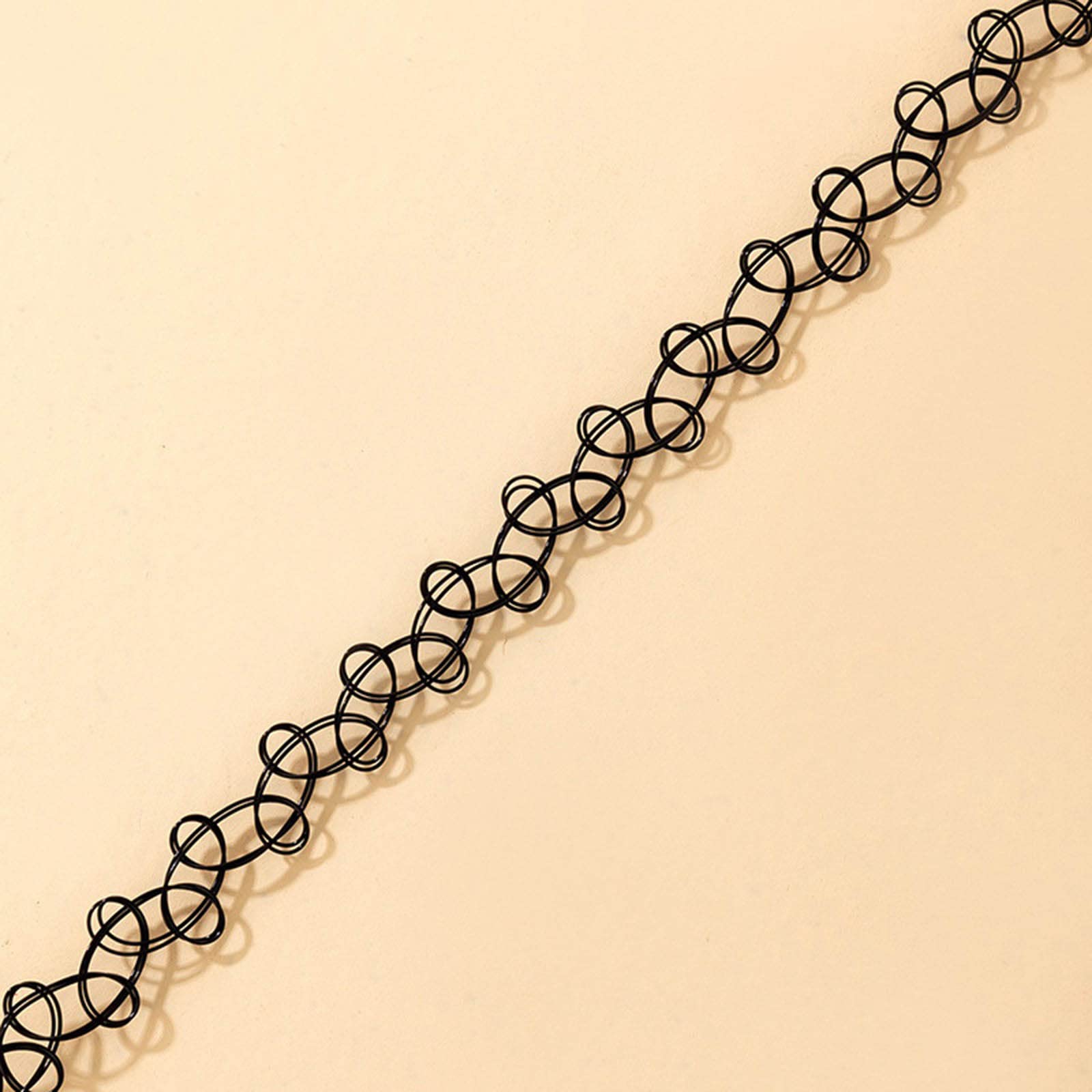 Set 8 Gioielli Elasticizzati Vintage – Collane, Bracciali E Anelli In Gomma Nera Con Ciondoli Farfalla E Luna, Accessori Gotici Per Halloween, Concerto, Spiaggia - 4