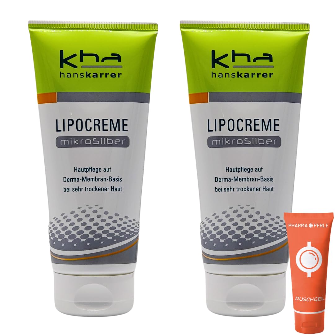 Hans Karrer Lipocreme Mikrosilber 2x 200 ml I Intensivpflege bei trockener Haut I Gesicht und Körper I Hautpflege I Feuchtigkeit I Hautschutz I ab 1 Jahr geeignet I Spar-Set plus Pharma-Perle giveaway
