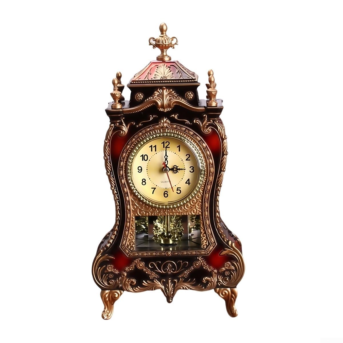 Orologio da tavolo in stile vintage con 12 melodie, sveglia antica, decorazione per la casa, orologio musicale a batteria, in bianco e marrone (marrone)