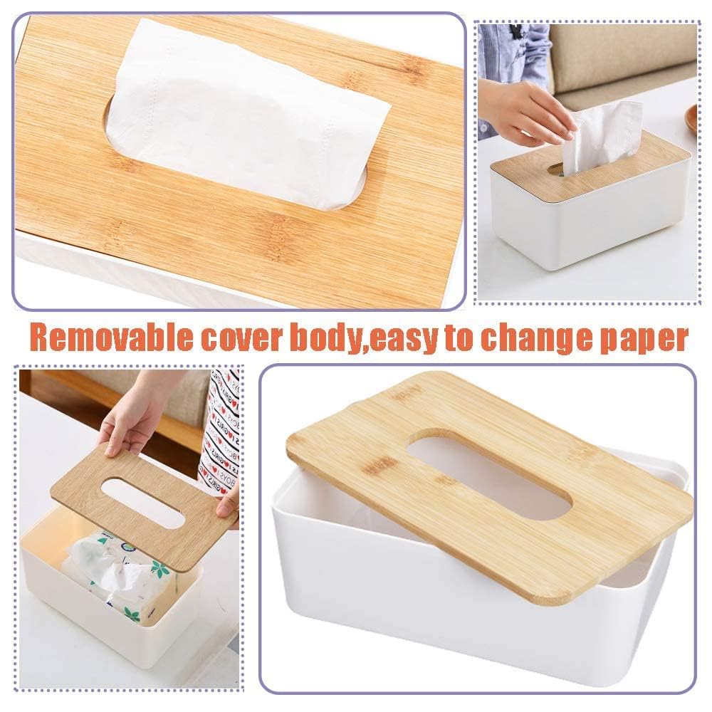 Xeerabdi Wooden Tissue Box Cover | Handmade Rustic Tissue Holder for Bathroom, Kitchen, Office | Stylish Refillable Tissue Dispenser | Fits Standard Rectangular Boxes 4
