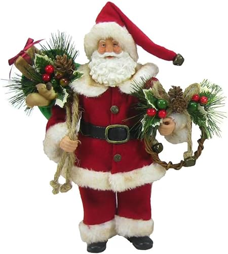 11" Traditional Santa with Wreath Figure by Ashland-Christmas Wreaths and Garlands