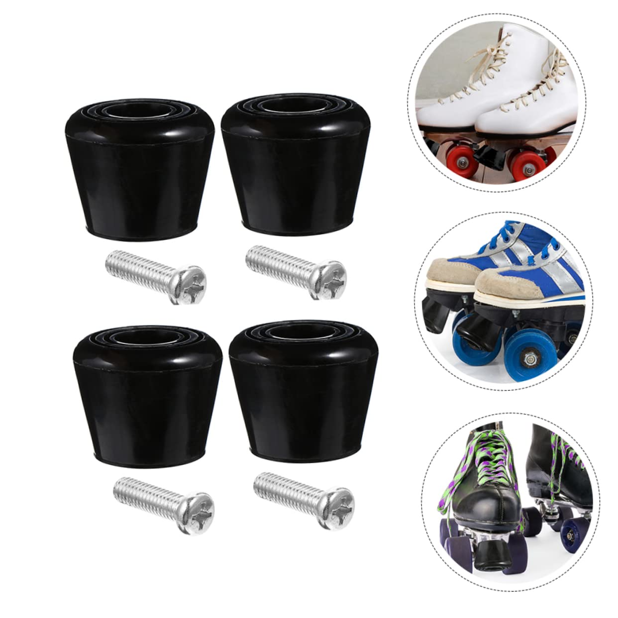 BELLIFFY 1 Set Professional Roller Skating Brake Block Durable Skating Training Accessory for Enhanced Safety and Performance Includes Brake Pads and Screws for Quad Skates