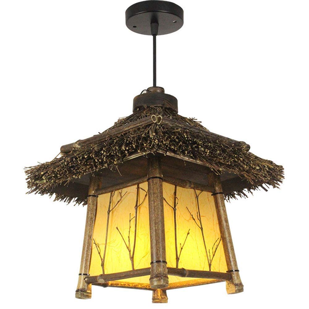 MMRTDJDR Tradycyjne vintage wisiorki Akcesoria światła chińska lampa południowo -wschodniej Azji Południowo -Wschodnia światło japońskie ręcznie tkane wiejskie oprawy żyrandola