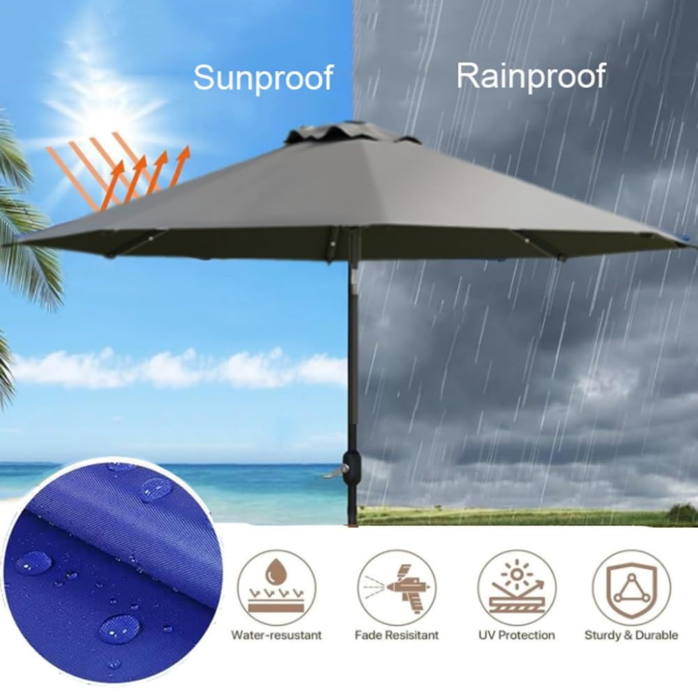 Toile de Remplacement for Parasol 8 Baleines 3m/3.5m/4m Housse de Parasol Déporté et Centre,Tissu Polyester avec Protection UV,Imperméable,Auvent de Terrasse et Jardin