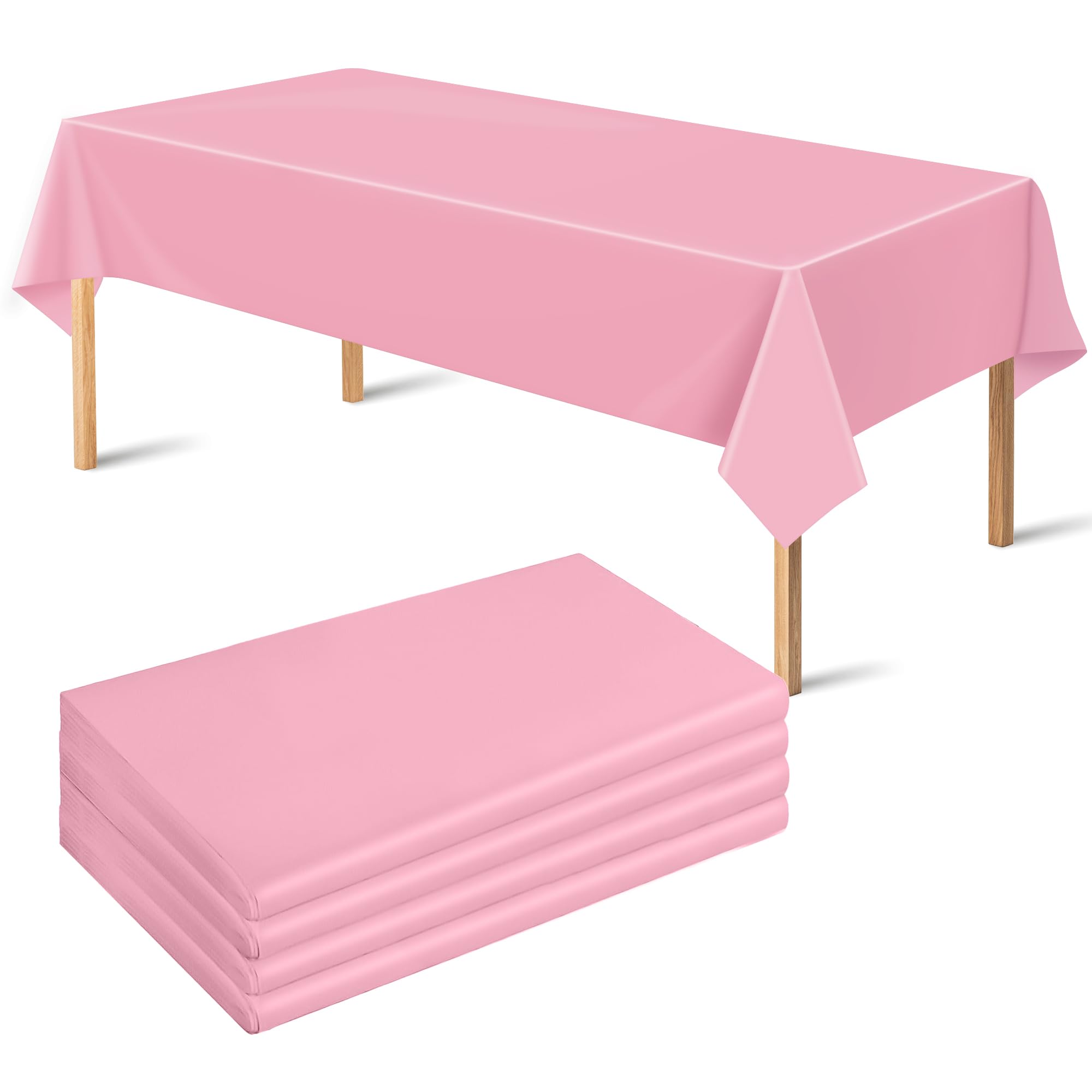 Photo 1 of OHOME 4 Pack Plastic Table Cloth Disposable,Pink Tablecloth - Pink Table Cloths for Parties - Pink Birthday Party Decorations,Mothers Day Decorations