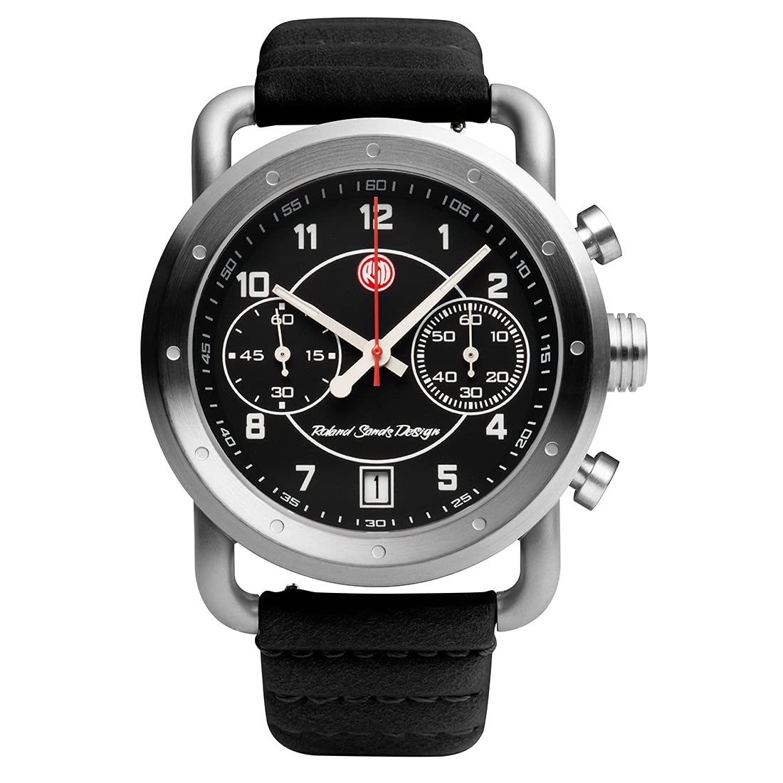 SzantoIcon Roland Sands Chrono Watches, Black Dial, Black Strap, Steel, One Size, IC IC RS 2251
