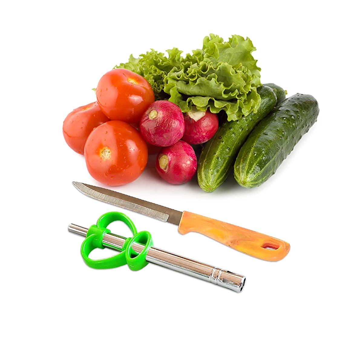 KANIJ® Gas Lighter + Vegetable Knife for Vegetable Fruit Carrot Ginger Potato Apple Mango Papaya Kitchen Chef Cutting Chopping Home Cooking Gas Stove Igniter Knife Set (Set of 2)