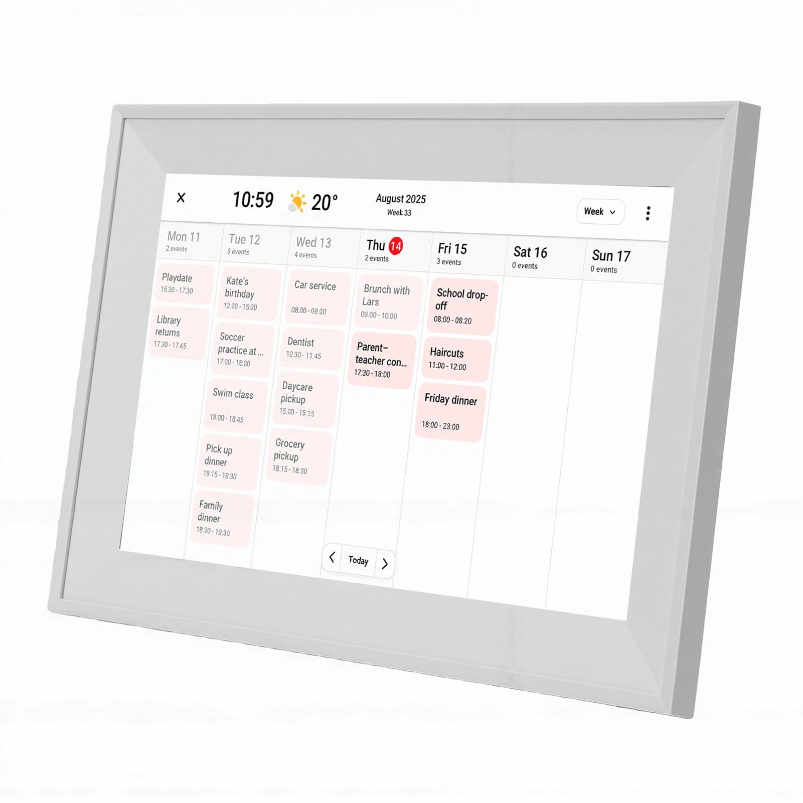 Wakects 10,1-Zoll-Touchscreen-Smart-Kalender, Digitaler Familienplaner mit WLAN-Synchronisierung, ABS-IPS-LCD-Display 1280 X 800, Dual Touch, Zeitplansynchronisierung und Fotofreigabe für das Home