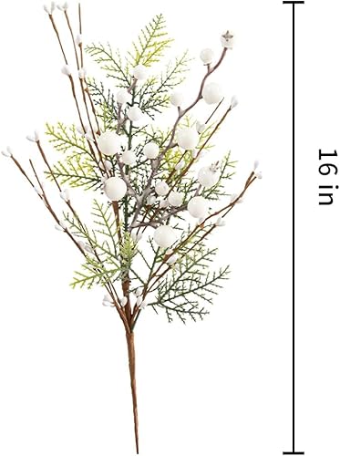 Miniatura 6 de Paquete de 6 selecciones florales de Navidad, bayas de Navidad con bayas de acebo, tallos artificiales de bayas blancas para Navidad, invierno,