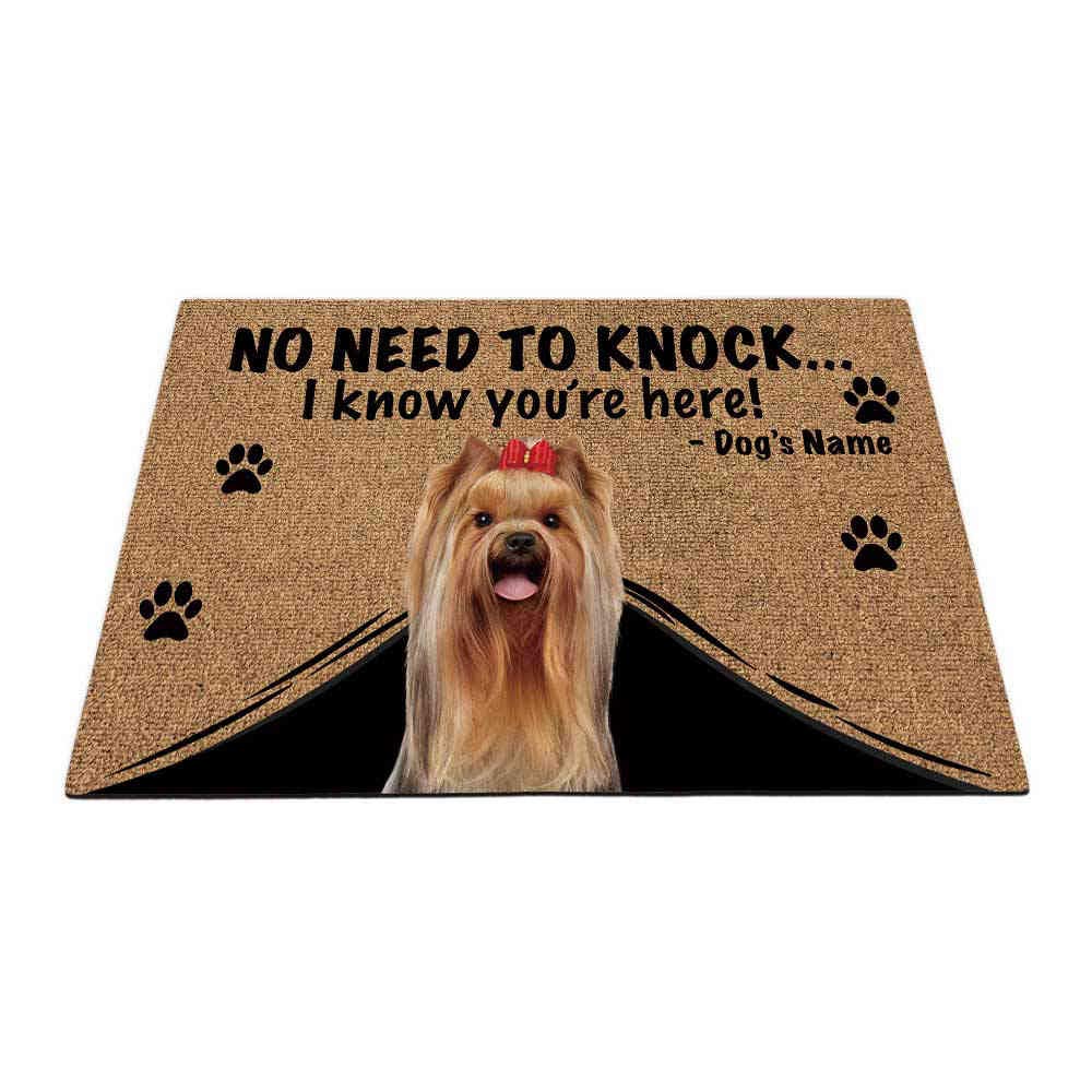 BAGEYOU Personalized Doormat with My Love Dog Adorable Yorkshire Terrier Yorkie Welcome Floor Mat Not Need to Knock I Know You're Here 23.6" X 15.7"