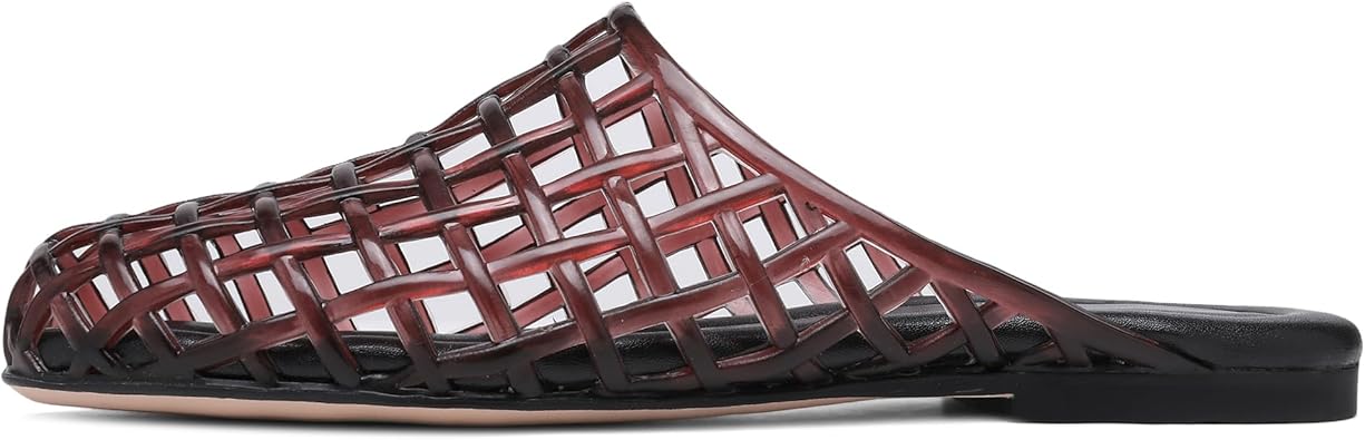 Clear Jelly Shoes for Women Slip on Jelly Mesh Slides Comfortable Closed Toe Flats Sandals Summer Beach Slippers.