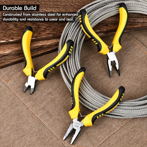 Image of Deli DL103201-3 3 Pcs Mini Pliers Set Including Combination Diagonal & Lose Nose Pliers Heavy Duty High Carbon Steel with Dual Color Handle End Cutting-Pliers For Handcrafts Model Jewelry Making (1Pc)