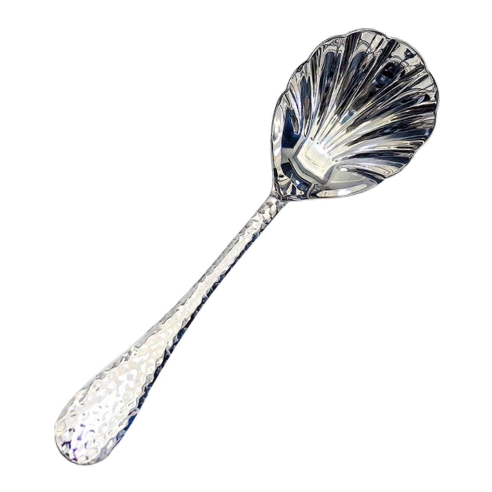 Serving Spoon Basting Spoon Shell Shape Long Handle Flatware Tablespoon for Catering Parties Celebrations Home Use, Silver