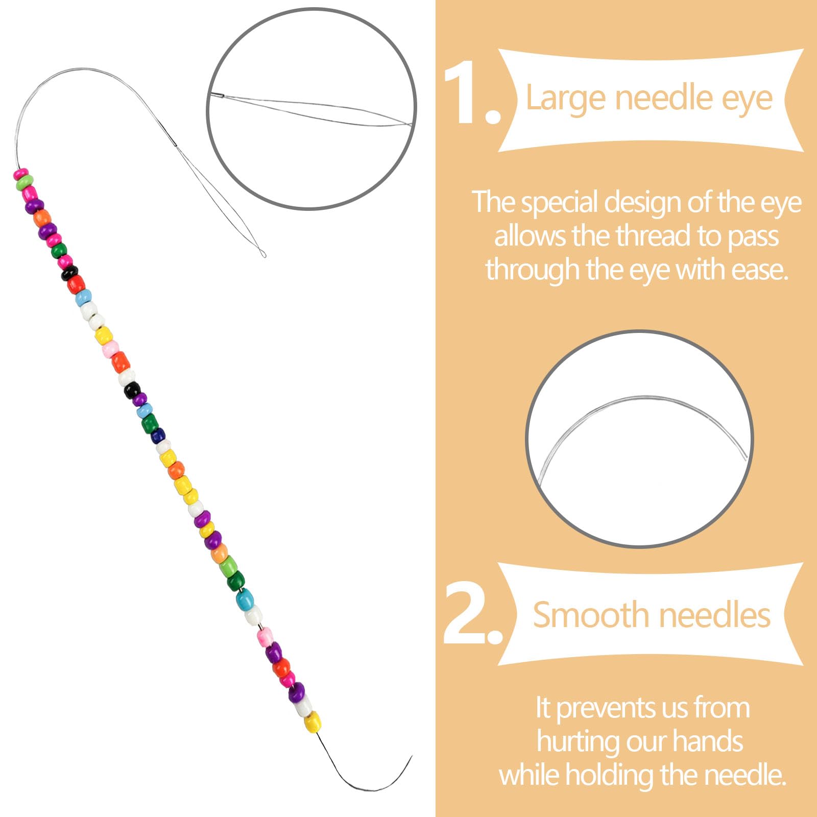 Lot De 3 Aiguilles Rotatives En Acier Inoxydable Pour Enfiler Perles - Courbées, Idéales Pour Bijoux, Bracelets, Colliers - Outil De Perlage DIY