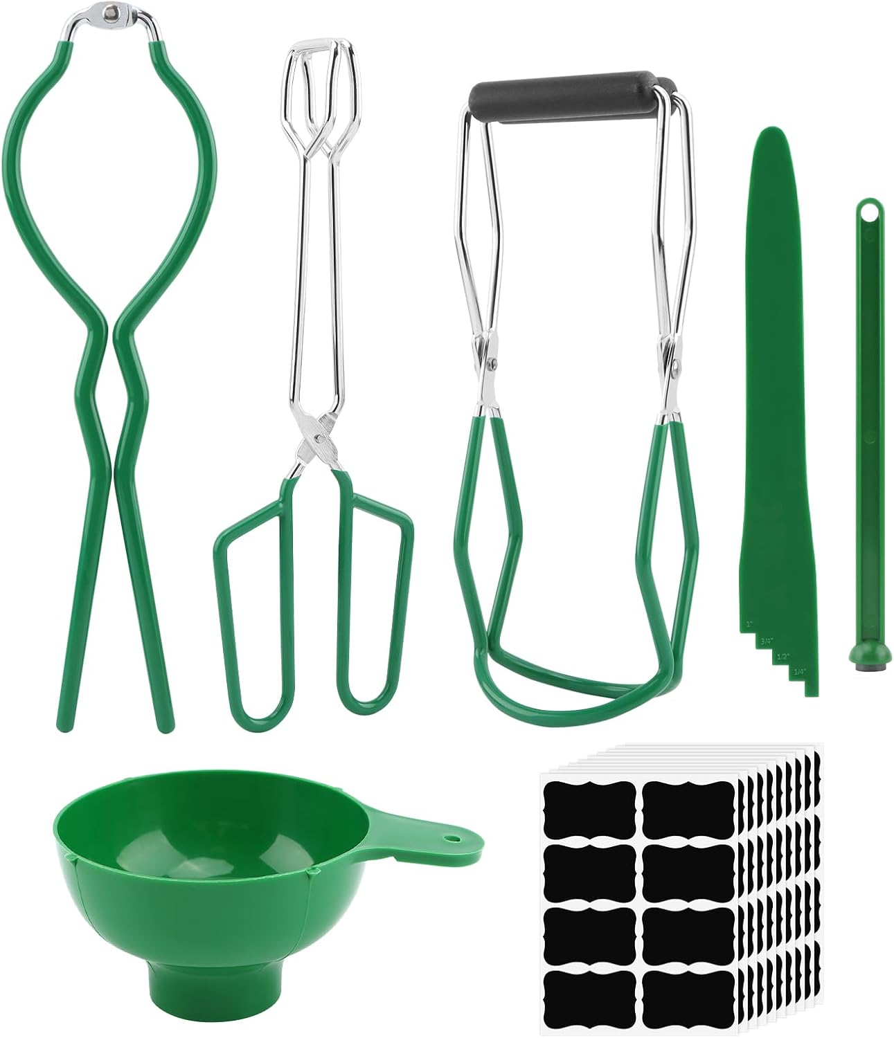 Canning Supplies Essentials Set, 6Pcs Stainless Canning Starter Kit for Beginners, Essential Tools Include Tongs,Wide Mouth Funnel,Jar Lifter,Jar Wrench,Magnetic Lid Lifter,Labels
