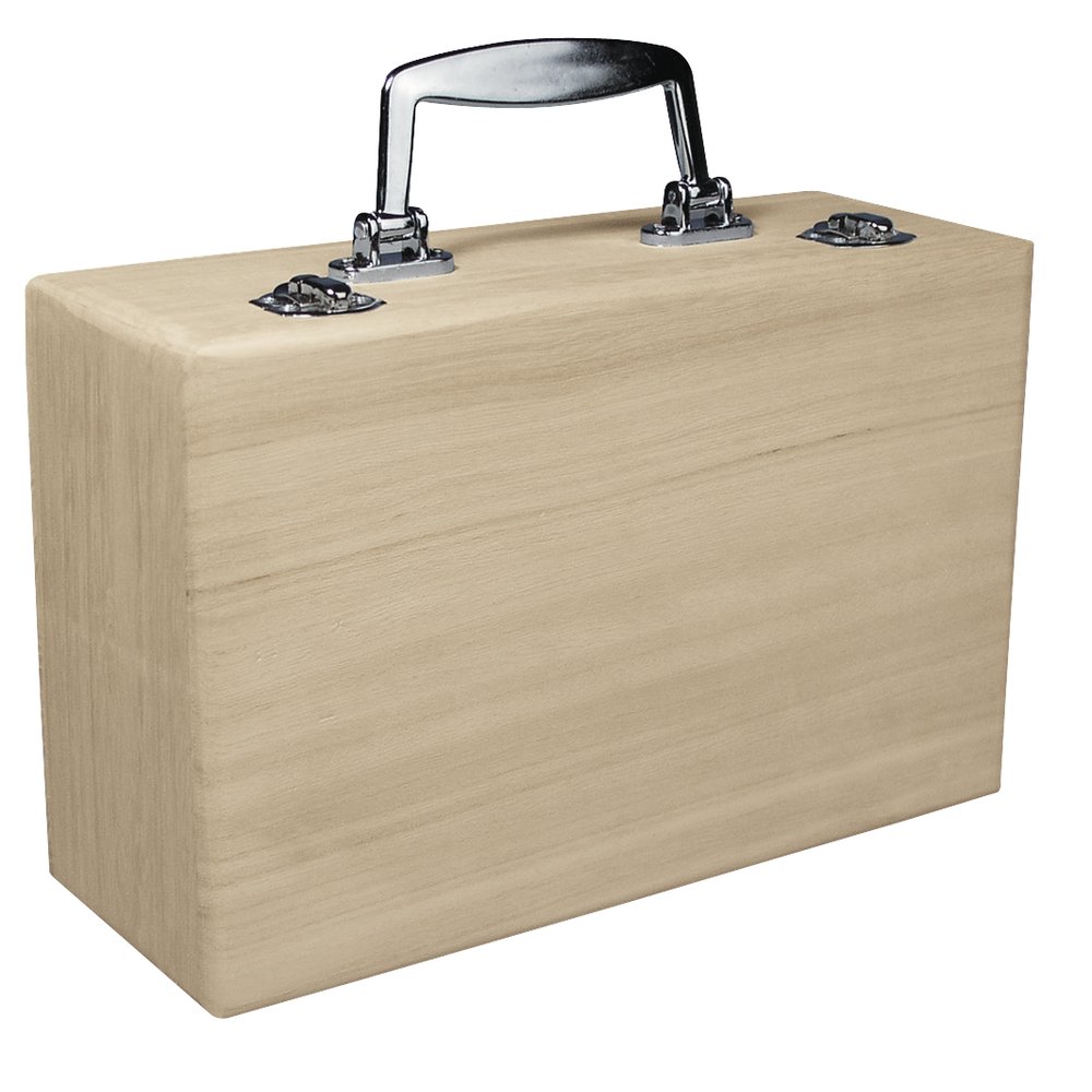RAYHER Wooden Suitcase with Metallic Handle, Plastic, Multi-Colour, 25 x 16 x 9 cm