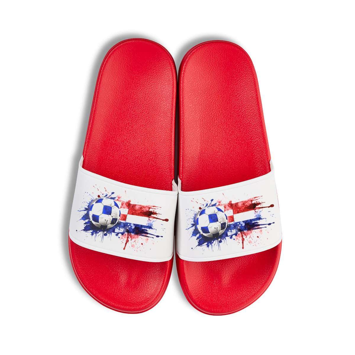 Kroatien Badelatschen Flip Flops Badeschuhe Hrvatska Fußball Unisex für Damen und Herren - Rot/Weiß - 42/43