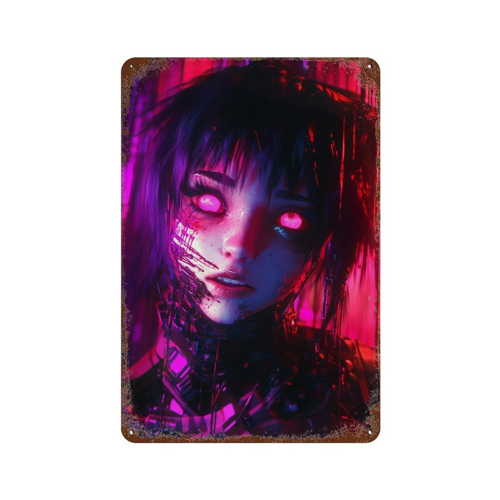 Garage Style Neon Girl-6 Decorative Tin Sign 11.8"x7.9", Novelty Wall Decor for Bar And Workshop